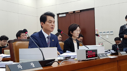 17일 보건복지위원회의 식품의약품안전처 국정감사에서 류영진 식약처장이 의원들의 질의에 답변하고 있다.